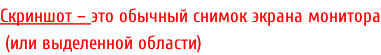 Скриншот – это обычный снимок экрана монитора  (или выделенной области)